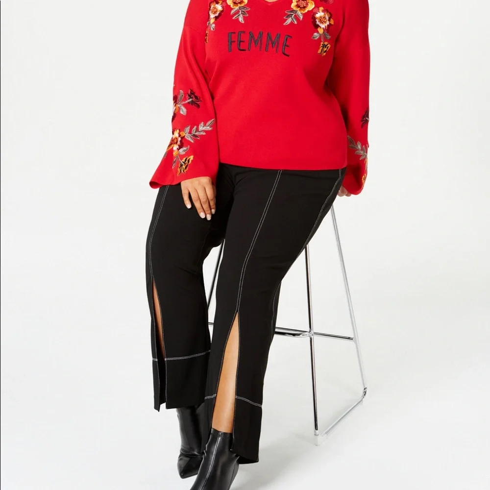 INC Plus Size Slit-Front Pants - Picture 2 of 7